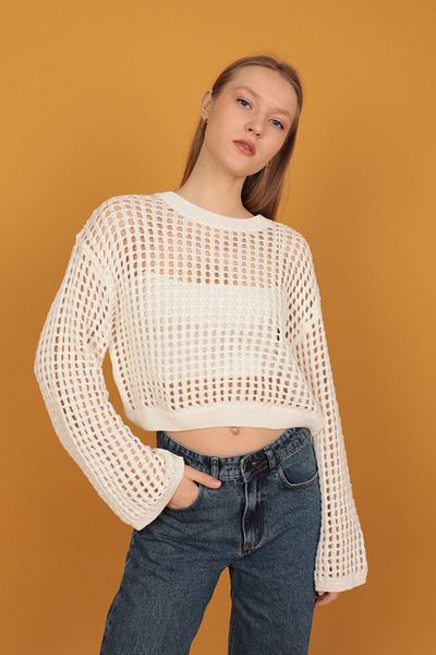 vuvutasarım Νέα σεζόν Acur Crew Neck Knitwear Fabric Crop Μπλούζα 24SD2303