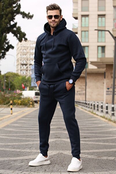 CMZ COLLECTİON ERKEK 3 İPLİK KALIN KIŞLIK LACİVERT EŞOFMAN TAKIMI