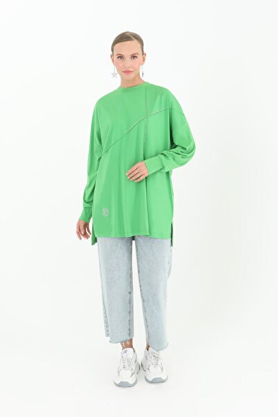 Puane VİSKON KUMAŞ ÖNÜ TAŞLI TESETTÜR TUNİK