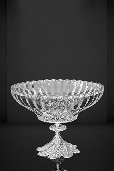 Efegil Valera Gümüş Ayaklı Yuvarlak Salata Kasesi 28x28x20 Cm