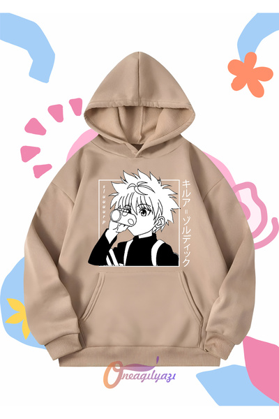 oneagılyazı Unisex dečija majica - Hunter Killua Anime Štampano , Oversize kr...
