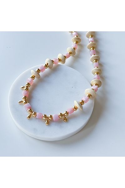 CHARMLUCKY Pink Bead Necklace