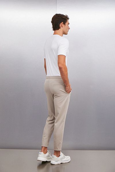 GRIMELANGE Jeshua Men's Knitted Fabric Regular Fit Mink Trousers