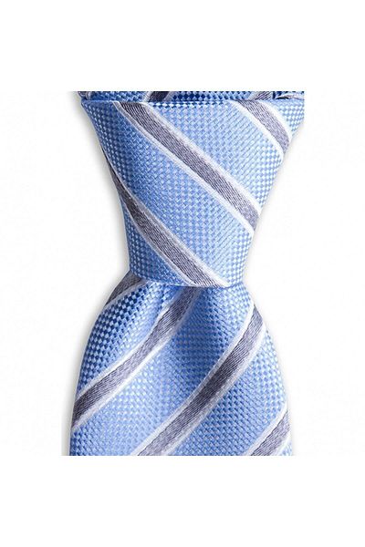 1001 Kravat Light Blue Striped 7.5 cm Wide Silk Tie
