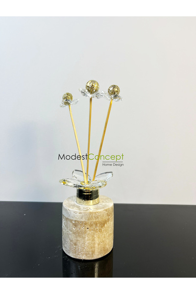 Modestmar Traverten Mermer Difüzör Oda Kokusu, kristal bambu çubuklu oda koku...