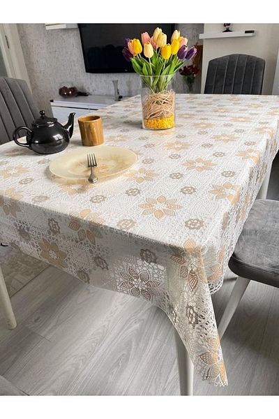 LİMAY Luxury Japanese Tablecloth - Lace Detailed, Transparent, Non-Hole and Non-Slip