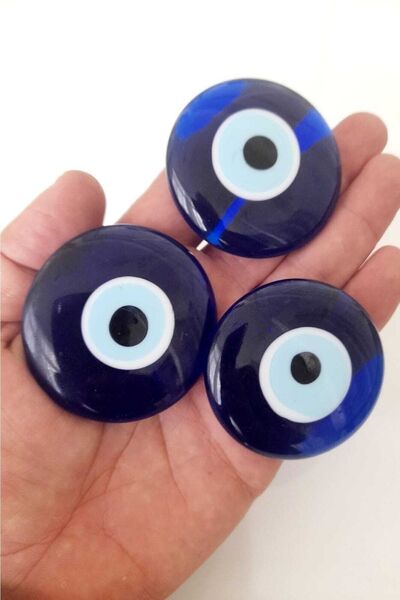 ella'nın çarşısı Mărgele Nazar fără gaură, 3 bucăți, 5 cm, din sticlă, orname...