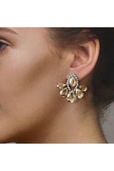 Rupen Kraft Baguette Stone Kokoş Rich Looking Evening Dress Earrings