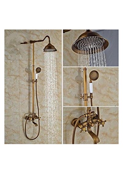 İSAOĞLU YAPI Antik Gold Duş Sistemi Klasik Tasarım Yağmurlama Seti Armatür Da...