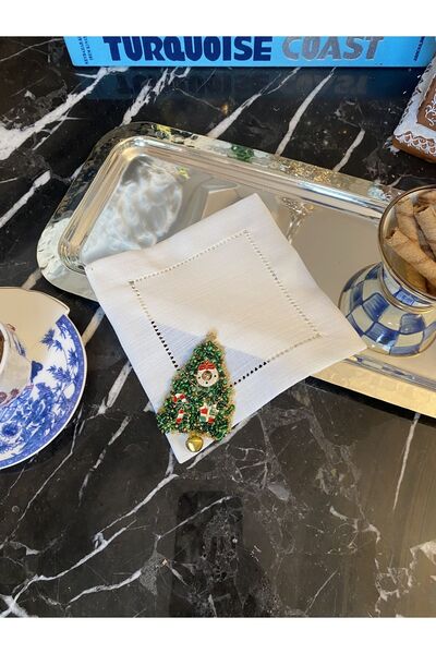 Handmade yılbaşı temalı kahve yanı sunum peçetesi (1 adet)