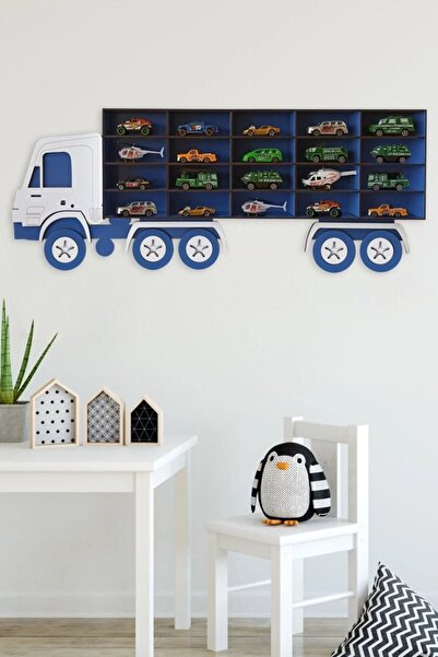 Genel Markalar Bege Ahşap Dekoratif Çocuk-bebek Odası Oyuncak Kamyon Araba Rafı