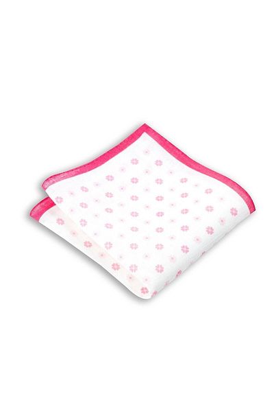 1001 Kravat Floral Patterned Pink Colored 33 x 33 cm Linen Pocket Handkerchief