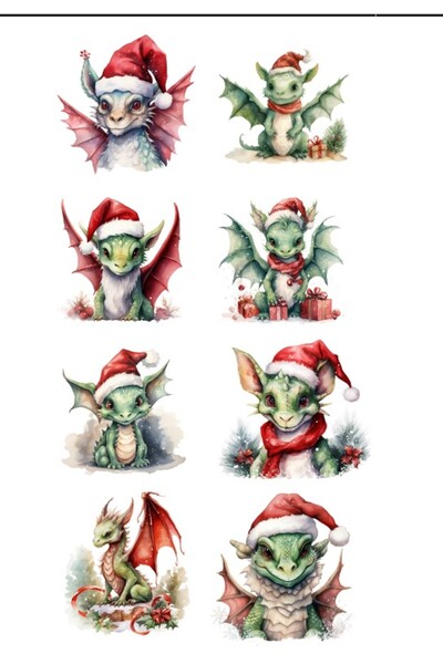 Reysa Tasarım مجموعة ملصقات التنين تحت عنوان عيد الميلاد