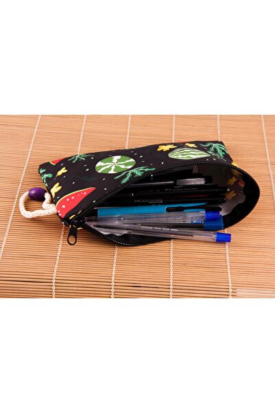 BYBAG 4'lü Set Meyve Karpuz Desenli Sırt Çantası Kalemlik Makyaj Çantası Büyük Boy Makyaj Çantası