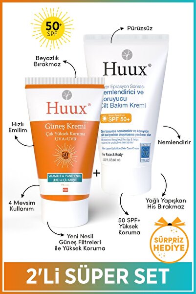 Huux Yeni Nesil Spf50+ Güneş Kremi - Lazer Epilasyon Ve Ağda Sonrasi Cilt Bak...