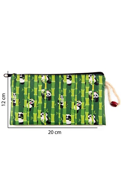 BYBAG 4'lü Set Bambu Panda Desenli Sırt Çantası Kalemlik Makyaj Çantası Büyük Boy Makyaj Çantası