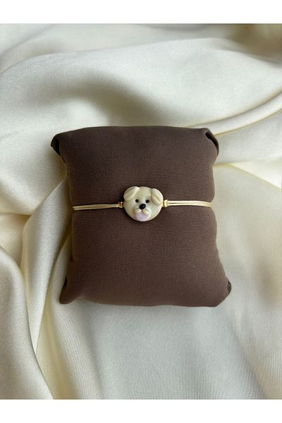 PEONY - peonyofficiall Murano Glass Dog Bracelet - Cream String, Double String Design