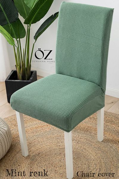 ÖZMAKAN Κάλυμμα καρέκλας Mint Green Lycra - Πλένεται 1 Τεμάχιο