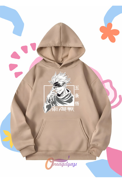 oneagılyazı Dječja unisex majica sa kapuljačom Satoru Gojo, anime print, veće...