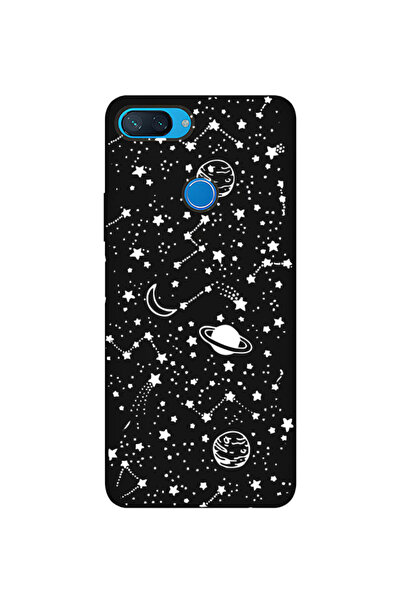 Molly Xiaomi Mi 8 LİTE İçin Siyah Gezegen Desenli Silikon Kılıf