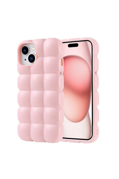 Rivor Apple iPhone 15 İçin Kılıf Kamera Çıkıntılı Parlak Küp Dilimli Esnek Si...