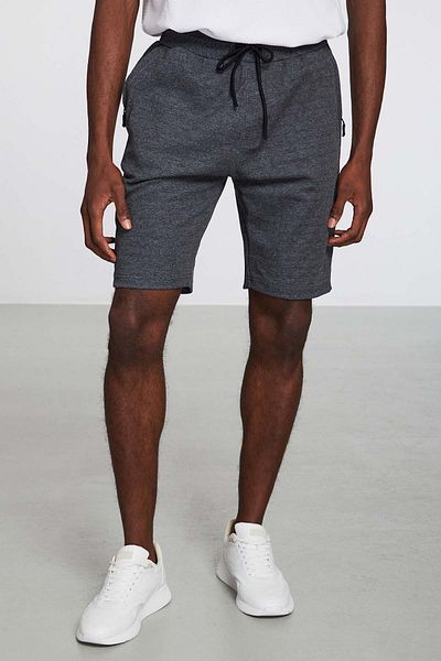 GRIMELANGE Camillo Men's Pocket Zippered Dark Gray Shorts & Bermudas with Elastic Waist