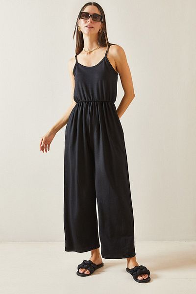 XHAN Black Maxi Jumpsuit 5YXK6-48816-02 - Thin Straps