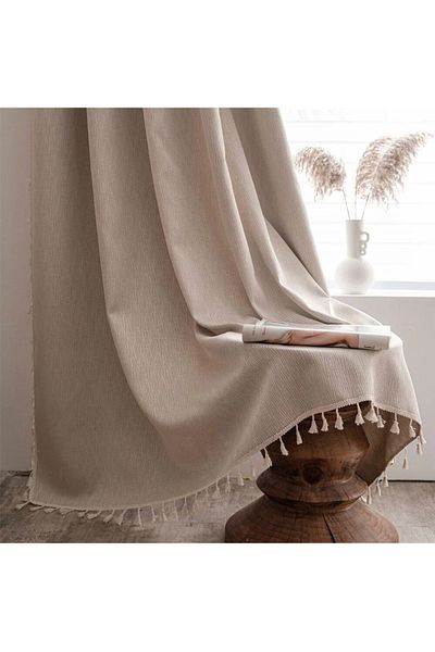 Perdeplus Single Wing Linen Tufted Background Curtain