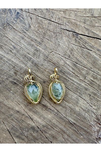 Gökçeada Levander and Prenhite Natural Stone Necklace - Non-Tarnish and Non-Chain