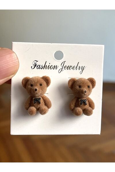 Rupen Kraft Special Design Plush Teddy Bear Double Earrings with Teddy Bear Figure
