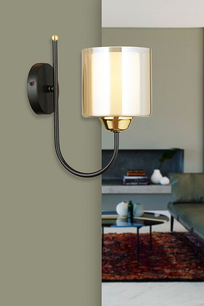 SONSUZ AYDINLATMA&AVİZE Black Ufo Double Glass Upward Facing Modern Sconce