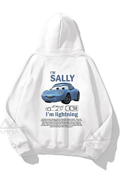 FULL TOLERANCE سويت شيرت أبيض بغطاء للرأس من القطن للجنسين مطبوع عليه سيارات ...