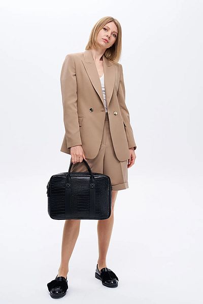 MORCA Macbook Unisex Briefcase - 13" & 14" Inch, Black Crocodile S2054-1