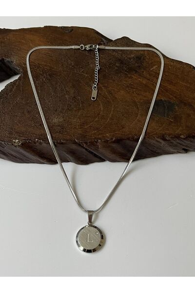 Rupen Kraft 316 Ceraahi Çelik Kolye Harfli Madalyon Kolye L Harfi Çelik Kolye