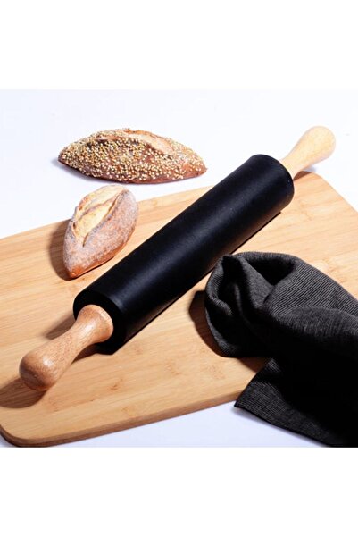 Genel Markalar Bambu Saplı Siyah Silikon Döner Merdane 43 Cm