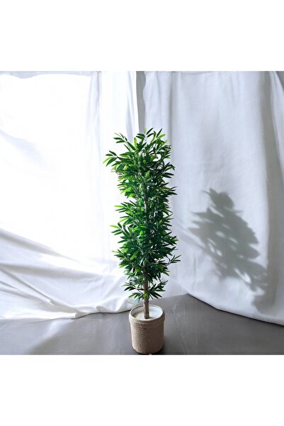 OzcanStore ÖZCAN FLOWERS 30 X30 HASIR SAKSIDA 180 CM ISLAK DOKULU KILIÇ YAPRAK YAPAY AĞAÇ.