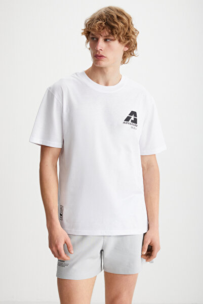 GRIMELANGE T-Shirt ELIJAH Printed Crew Neck 100% βαμβακερό λευκό μπλουζάκι