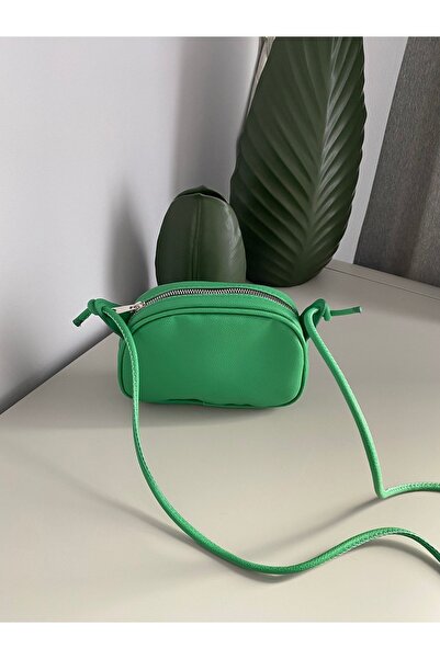 ilknurbutik Yeşil Soft Deri Ip Askılı Çapraz Omuz Çantası