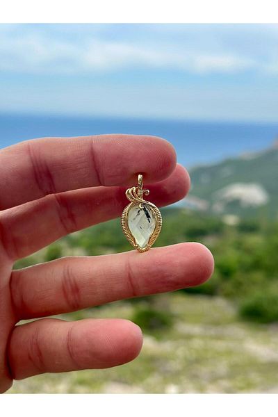 Gökçeada Levander and Prenhite Natural Stone Necklace - Non-Tarnish and Non-Chain