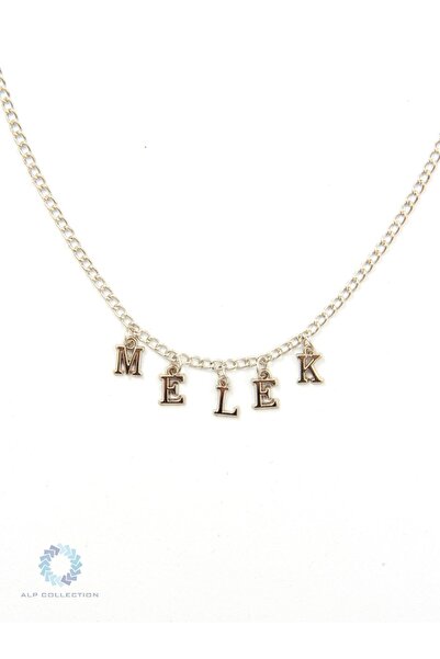 AlpCollection Kişiye Özel Isim Yazılı Gümüş Renkli Bijuteri 45cm Zincirli Kolye