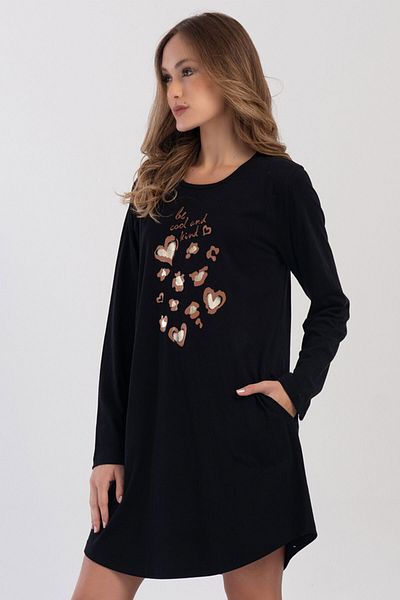 VİENETTA Plus Size Cotton Long Sleeve Nightgown - 403318