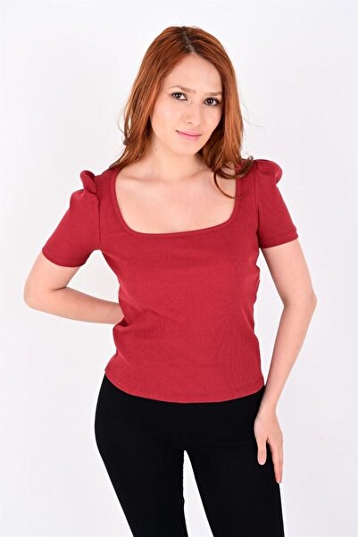 ESPİNA Women's Square Neck Short Sleeve Blouse