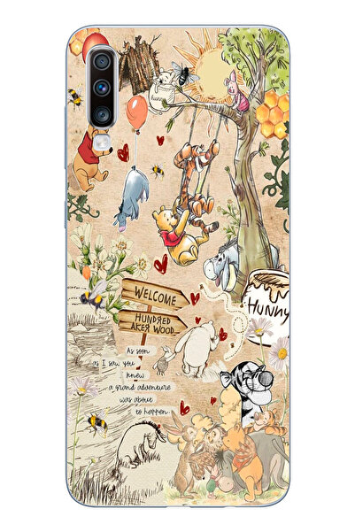 moonset Samsung Galaxy A70 Uyumlu Winnie The Pooh Kolaj Tasarımlı Baskılı Şef...
