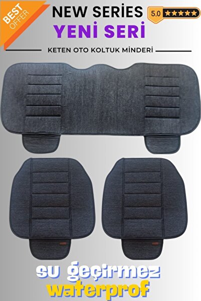 Keten Füme Su Geçirmez Ön Arka Araba Koltuk Minder Oto Koltuk Minderi 3'lü Oturak Örtüsü