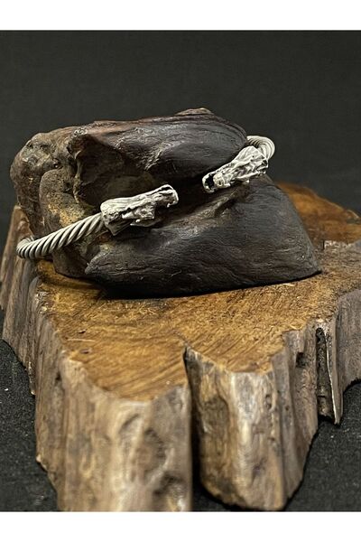 Rupen Kraft Antik Gümüş Kaplama Ejderha Bileklik %100 Bakır Bileklik Viking B...