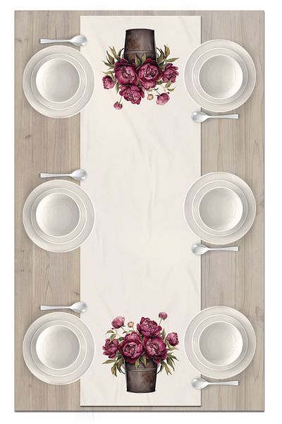 Bertille Home Flower Series 140x40 Cm Digital Printed Runner