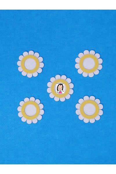 keçeli dünyam Felt Figure, Daisies Vesical Frame 13 cm 5 Pieces