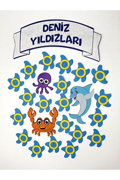 keçeli dünyam Sınıf Mevcudu Panosu Deniz Yıldızları Sınıfı (Keçe Kumaştan Eği...