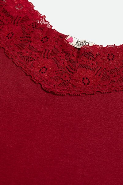 koza iç giyim Women's Viscose - Soft Textured Double Lace Nightgown Dressing Gown Set