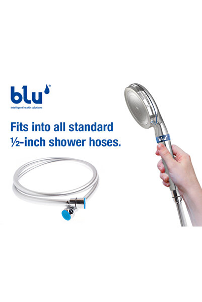 Blu Intelligent Health Solutions Blu Chromolux Shower Hose, Blu Ionic Shower Filter Handheld Shower Hose, 150Cm Long (59 Inch)